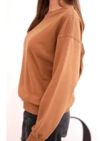Dámská mikina z pružným materiálem bavlněná basic s kulatým výstřihem camelová Dámská mikina z pružným materiálem bavlněná basic s kulatým výstřihem camelová