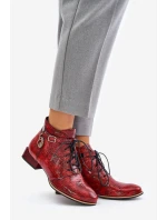 Dámské kožené lakované botky Maciejka červené 5743A-08 Dámské kožené lakované botky Maciejka červené 5743A-08