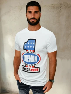 Pánské bílé tričko s potiskem FashionStreet RX4406