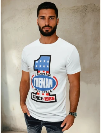 Pánské bílé tričko s potiskem FashionStreet RX4406