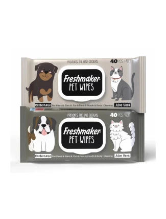 Péče o zvířata ubrousky s aktivním uhlím a aloe 40 ks