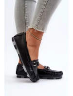 Dámské kožené mokasíny s ozdobou Černé S.Barski LR339