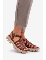 Kožené Dámské Sandály Zazoo 3695 Hnědé