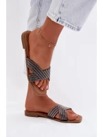 Dámské ploché nazouváky se štrasem Černé Zinnia