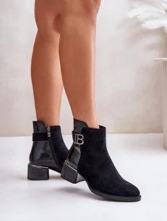 Elegantní kotníkové boty na podpatku zateplené černé