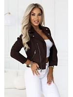 481-5 Semišová bunda ve stylu Ramones s dlouhými rukávy a zipy – čokoládová 481-5 Semišová bunda ve stylu Ramones s dlouhými rukávy a zipy – čokoládová