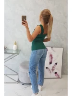 Halenka bez ramínek s volánky zelená