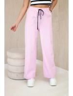Kalhoty Punto s širokou nohavicí světle růžová