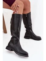 Kožené dámské kozačky na nízkém podpatku s vyhříváním D&A JC52-837 Černé Kožené dámské kozačky na nízkém podpatku s vyhříváním D&A JC52-837 Černé