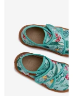Dětské papuče na suchý zip Barefoot Květiny Listy Froddo G1700438-14 Mentolové Dětské papuče na suchý zip Barefoot Květiny Listy Froddo G1700438-14 Mentolové