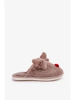 Futrzane Dámské Pantofle S Motivem Sobů Tmavě Béžové Sennalith