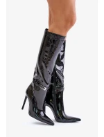 Dámské kozačky na vysokém podpatku C-334 model 202606 Černá - Stephan Paris