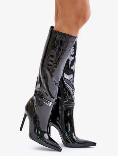 Dámské kozačky na vysokém podpatku C-334 model 202606 Černá - Stephan Paris