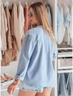 Dámská košilová bunda OVERBOR modrá FashionStreet TY4887 Dámská košilová bunda OVERBOR modrá FashionStreet TY4887