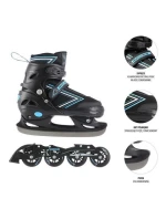 NILS EXTREME NH11912 A 2V1 BRUSLE ČERNÁ/MODRÁ VELIKOST S (31-34) S VYMĚNITELNÝMI HOKEJOVÝMI BRUSLEMI