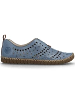 Dámská kožená prolamovaná modrá polobotka Rieker M2852-12