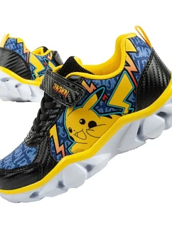 Leomil dětská sportovní obuv Pokemon lehké tenisky na suchý zip LED černá žlutá