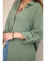 Bavlněná mušelínová košile oversize khaki
