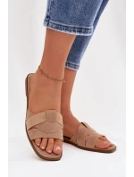 Dámské ploché sandály s pásky Eko Zamszové Béžové Florane