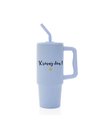 KRÁSNÝ DEN - světle modrý cestovní termohrnek 900 ml KRÁSNÝ DEN - světle modrý cestovní termohrnek 900 ml