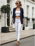 Dámská klasická bunda s volánkovými rukávy tmavě modrá FashionStreet PY0139 Dámská klasická bunda s volánkovými rukávy tmavě modrá FashionStreet PY0139