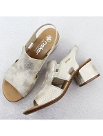 Dámské zlaté nazouvací sandály na podpatku Rieker 64665-60