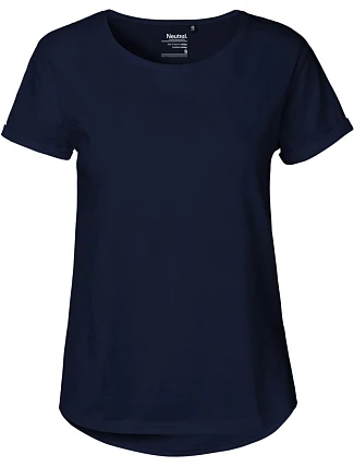 Neutral O 80012 Dámské bio tričko s ohrnutými rukávy 77.8012 navy