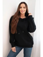 Dámská mikina s kapucí a klokaní kapsou z bavlny černá