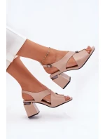 Elegantní Dámské Sandály Na Podpatku Vinceza 62238 Béžové