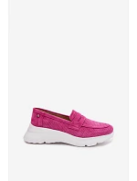 Dámské mokasiny z přírodního semiše na platformě Vinceza 79626 Fuchsiová
