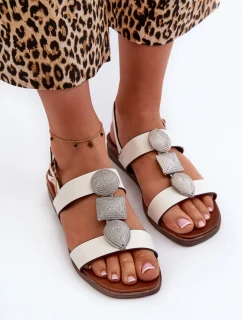 Dámské ploché sandály s ozdobami Sergio Leone White