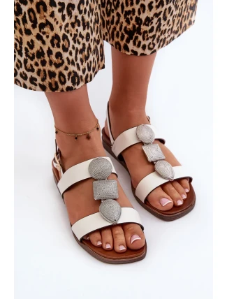 Dámské ploché sandály s ozdobami Sergio Leone White