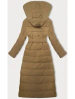 Dámský oboustranný kabát ve velbloudí barvě s páskem (WD202307)