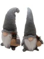 DEKORATIVNÍ PLYŠOVÝ TRPASLÍK LED 38CM ŠEDÝ