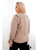 Dámská viskózová blůza Plus Size s volánem a ozdobnou broží fango