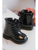 Dětské Boty Lakovane Se Zipem Černá Tibbie