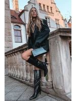 Dámské kozačky na špičku s prošíváním černé Olyvia