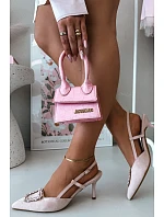 Dámské sandály na jehlovém podpatku s ozdobou Růžové Ismeria