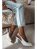 Dámské sandály na podpatku bílé Sevina