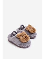 Dětské kožešinové papuče s medvídkem, Grey Dicera