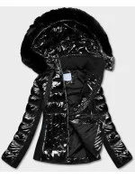 Černá krátká lesklá bunda pro přechodné období (DK100-1)