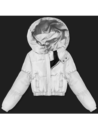 Světle šedá krátká zimní bunda typu puffer J Style (5M3260-92)