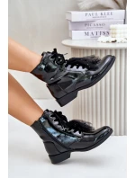 Lakované boty zateplené na zip S.Barski HY42-991 černé Lakované boty zateplené na zip S.Barski HY42-991 černé