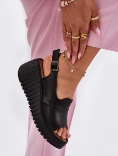 Dámské Sandály Z Přírodní Kůže Na Klínu Artiker Černé 54C0791