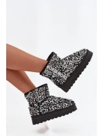 Dámské sněhule na platformě zdobené flitry černo-stříbrné Silmo