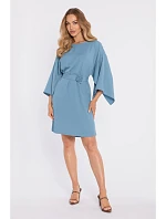 M908 Šaty s ozdobnými širokými rukávy - nebesky modré M908 Šaty s ozdobnými širokými rukávy - nebesky modré
