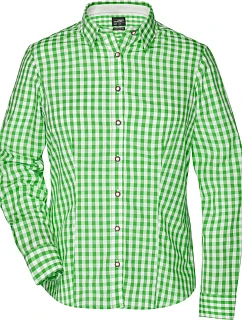 Daiber JN 637 Popelínová kostkovaná halenka tradiční styl 02.0637 green/white