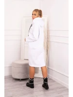 Šaty s kapucí a bočním rozparkem bílé Šaty s kapucí a bočním rozparkem bílé