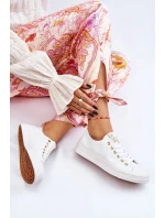 Dámské Klasické Tenisky Bílé a zlatá Ecoma Dámské Klasické Tenisky Bílé a zlatá Ecoma