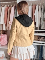 Dámská kožená bunda s kapucí METSOUL beige FashionStreet TY4745